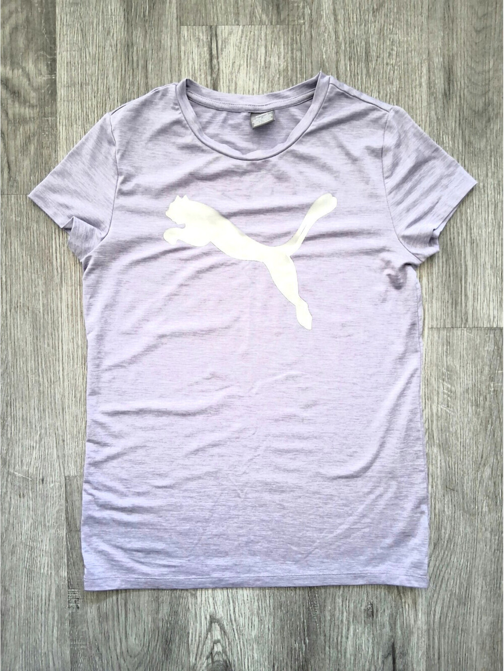 Puma Women's XL Purple Heather Graphic Metallic Silver Logo Short Sleeve T-Shirt